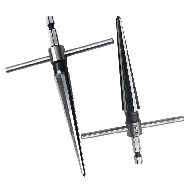 2 Pack of Handheld Tapered Reamers (3-13mm & 5-16mm) 1/4 Inch Hex Shank - T-Handle Taper Reamer Woodwork Set
