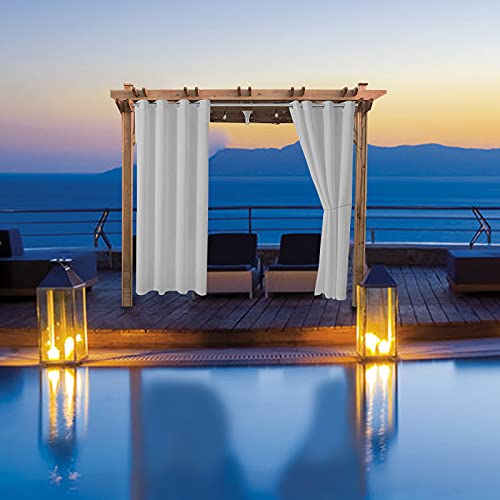 ele ELEOPTION 4 x 132 x 275 cm Outdoor Waterproof UV Protection Curtain with Eyelets Blackout for Garden, Patio, Balcony, White