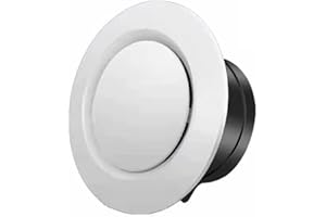 Allvent 4 inch ABS Adjustable Air Vent White Round Soffit Exhaust Vent for Inline Duct Fan Outlet Vent(3.74 Inch, Front Panel:5.9 Inch)