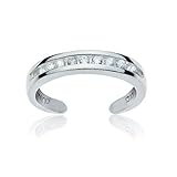 GemStar USA Sterling Silver Cubic Zirconia Channel-Set Polished Adjustable Toe Ring