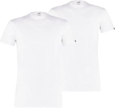 Homme Puma Basic Lot de 2 T-shirts À Col Rond pour Homme Sous vêtement, Blanc., XL EU