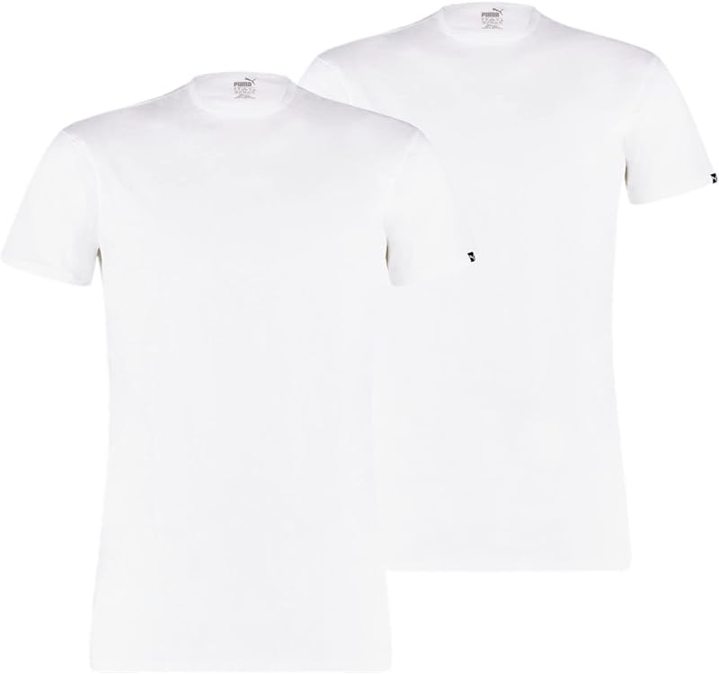 Homme Puma Basic Lot de 2 T-shirts À Col Rond pour Homme Sous vêtement, Blanc., XL EU