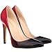 LOSLANDIFEN Women's Pionted Toe Double Color Pumps Slender Leather Stiletto High Heels Wedding Shoes