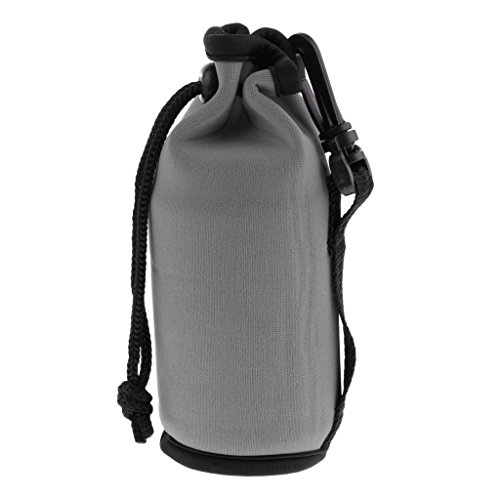 MagiDeal Neoprene Insulated Sport Water Bottle Cover Pouch Sleeve Bag Holder with Hook Clip - Gray, 6.4x17.5CM