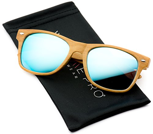 Faux wood reflective revo color lens horn rimmed style …