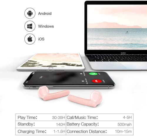 Écouteurs Bluetooth 5.0, Écouteur sans Fil Stéréo Microphone Intégré Casque Bluetooth Sport Étanche Charge Ultra-Rapide USB-C Toucher Intelligent pour iPhone Huawei Samsung