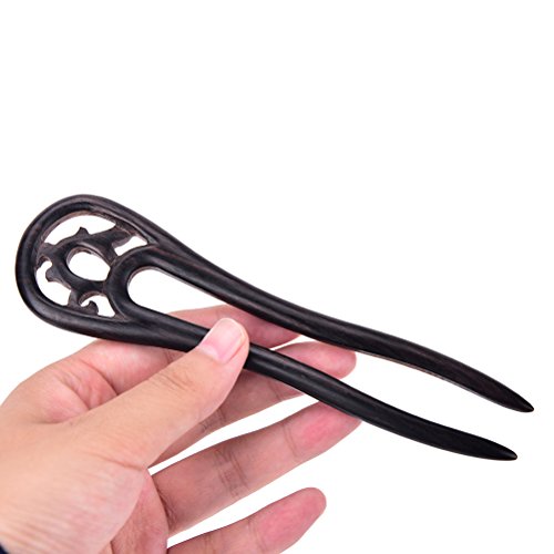 1 Pcs Handmade Carved Wood 2-Prong Hair Fork Vintage Style Hair Stick by Team-Management - Thumbnail 2
