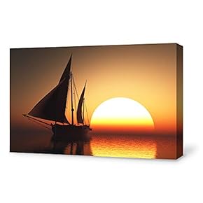 Canvas Wall Art for Living Room,Bedroom Home Artwork Paintings Sailboat Under The Sunset Ready to Hang - 12x18 inches