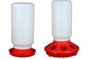BOGEEL Chick Feeder and Waterer Combo 1 Quart Chicken Feeder 0.9 Quart Chicken Waterer Birds Poultry Feeding Equipment