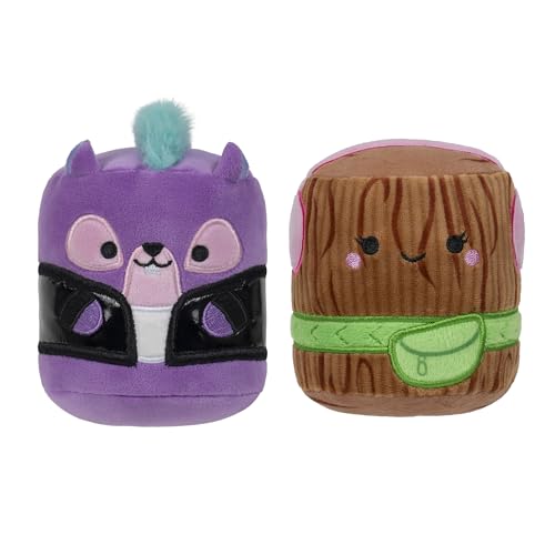 Squishmallows Chewmees 3.5-Inch Jean Squirrel + Brigitte Stick Pet Toys - Chew Mees by Original Pet Toy 2 pieces