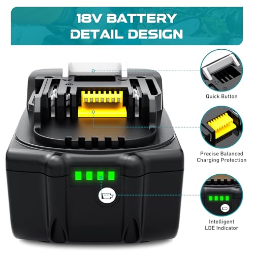 Leyootoolelec Battery 6Ah Replacement for Makita 18v: 2Packs Lithium-ion Batteries Compatible with 18 Volt BL1860B BL1850B BL1840B BL1830B BL1815B BL1860 BL1850 LXT