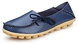 Kunsto Women's Leather Casual Loafer Shoes US Size 9 Blue
