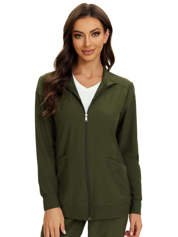 COZYFIT Scrub Jackets for Woman, Zip Front Nurse