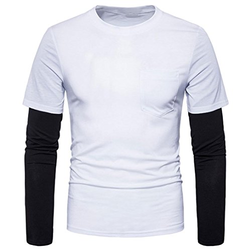 Click Here to See More Images Men Shirt 2017 New Hot Sale Fashion Mens Slim Fit Casual Shirt T-Shirt Long Sleeve T-Shirts Tops by Neartime (M, White)