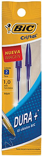 Cristal Stick Ball Pens, Medium Point, Blue, 2-Pack