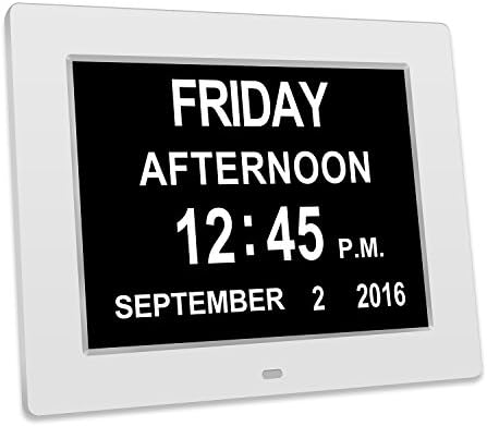 YOANKU Memory Loss Digital Calendar Day Clock - with Extra Large Non-Abbreviated Day &amp; Month - Perfect for Seniors (White)