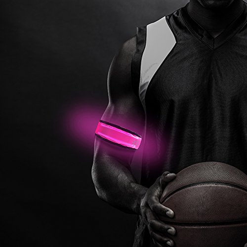 LEBOLIKE Cool LED Slap Armband Reflective Belt Wrist/Ankle Glow Band for Night Safety Cycling Jogging (PINK)