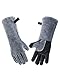 Wanyi 16 Inches 932℉/500℃ Leather Welding Gloves for Extreme Heat Resistance