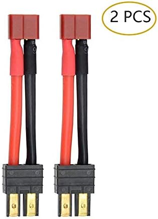 Youme 2PCS Male TRX Traxxas to Female Deans T Connector Adapter Cable, RC Lipo Battery Charger Conversion Adapter Wire (1.9inch 12AWG)