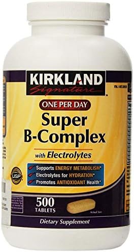 Kirkland Signature SDVFHS One Per Day Super B-Complex with Electrolytes, 4 Pack 500 Tablets