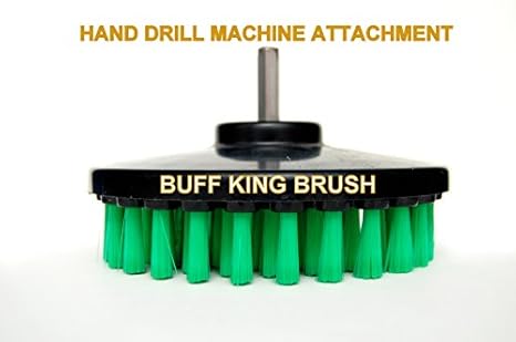 BUFF KING Plastic Cleaning Drill Brush (Green, 5.25-inch)