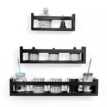 Onlineshoppee Cocina Set of 3 Floating Wall Shelves (Black)