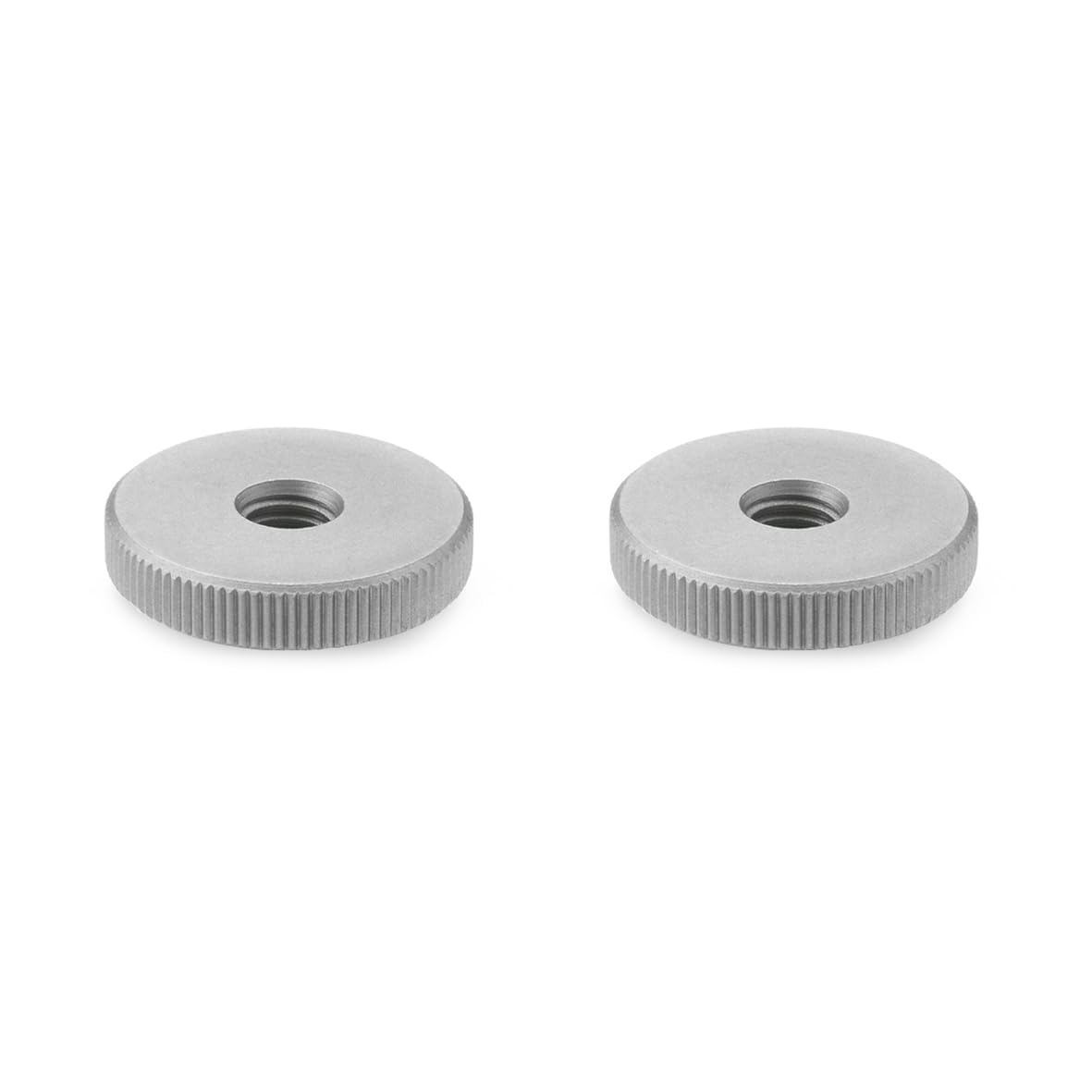 Ganter Normelemente Flat knurled nuts, knurled nuts (low shape), DIN 467-M8-NI, pack of 2, stainless steel, matt blasted, thread: M8