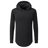 YTD Mens Hipster Hip Hop Hooded Side Zipper Long Sleeve T Shirt