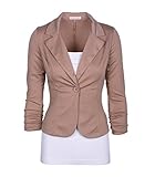Auliné Collection Women's Casual Work Solid Color Knit Blazer Khaki Large