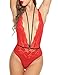 Avidlove Women Teddy Lingerie Halter Deep V-Neck Lace One Piece Lace Babydoll Bodysuit