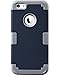 BENTOBEN iPhone SE Case, iPhone 5S Case, iPhone 5 Case, Heavy Duty 3 in 1 Full Body Rugged Shockproof Hybrid Hard PC Soft Rubber Bumper Drop Protective Boys Men Cover for iPhone SE/5S/5,Navy Blue/Gray