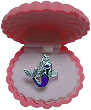 Mermaid Mood Rings with Velvet Shell Ring Box