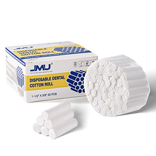 Nosebleed Plugs, JMU Dental Cotton Rolls for Mouth 50 Pcs, Medium, 1.5