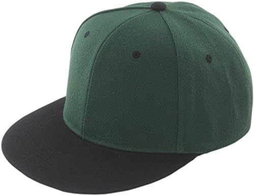 Duolaimi Plain Snapback Cap for Unisex Adult (Green and Black)