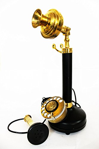 Modren Look Old Retro Candel Stick Phone Ornamental Phone Black & Brass