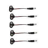 Haobase Pack of 12 2.1x5.5mm Male DC Power Plug to Faux Leather 9V Battery Button Connector Cable (T Type)