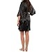 LAPAYA Women's Kimono Robe Knee Length Bridal Lingerie Sleepwear Short Satin Robe, Black, 4-6