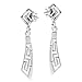 AeraVida Enchanting Abstract Greek Key Style .925 Sterling Silver Post Dangle Earrings | Casual Sterling Silver Dangle Earring for Women