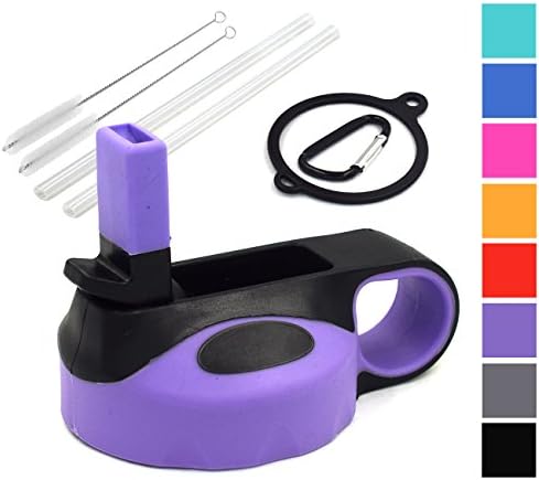 Vanteen Straw Lid Set for Hydro Flask Wide Mouth Sports Water Bottle (Purple/Black, 1-Pack)