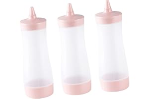 VOSAREA 3pcs Pink Squeeze Bottles for Ketchup Mustard Sauce Leakproof Condiment Dispensers for Bbq Camping and Home Use for C