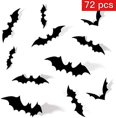 Unihoh Halloween Bats Decor Home Decor Sticker Removable Bat Wall Stickers Halloween Bat Decoration Halloween Bat Stickers(72 Pcs)