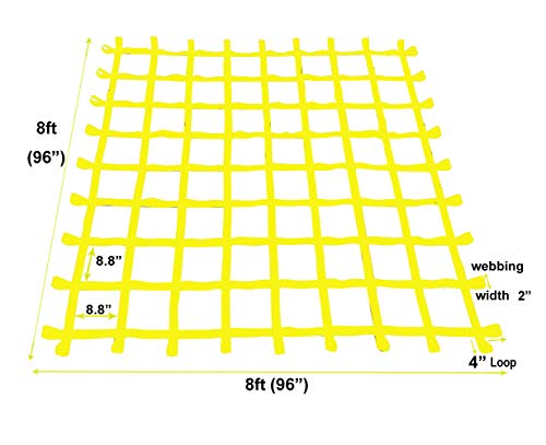 FONG 8 ft X 8 ft Climbing Cargo Net Yellow- Playground Cargo Net - Outdoor Climbing Net for Kids - Climbing Net for Swingset