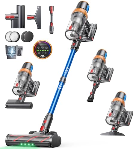INTETURE Cordless Vacuum Cleaner, 650W 55KPA 70Mins (ECO) Vacuum Cleaners with LED Display, Self-Standing Cordless Vacuum, Anti-Tangle, Rechargeable Stick Vacuum for Home/Pet Hair/Carpet
