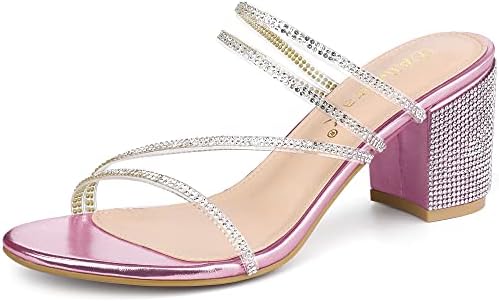 Allegra K Women's Stiletto Heel Slide Sandals - Open Toe Buckle Design, 3 3/8 Inch Heel