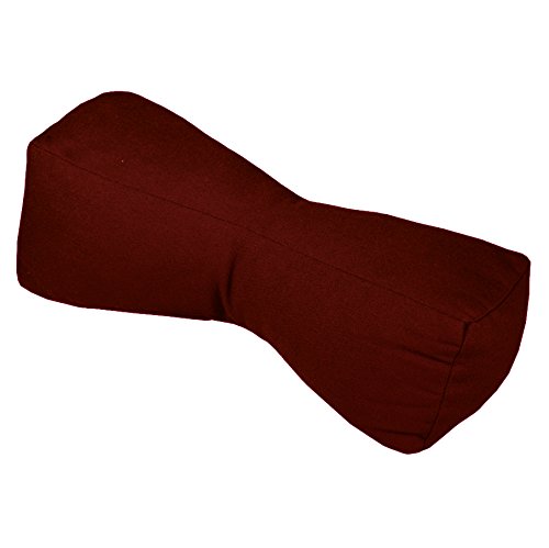 BARNETT Travel Buddy Bone Shape Neck Support Pillow - Solid Color Wine Red 100% Cotton - Latex Foam Fill - Made in USA (Garnet / Burgundy)