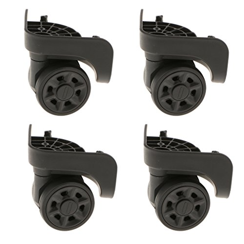 Homyl 4 Pack Plastic Left & Right Luggage Suitcase Wheels Swivel Universal Wheel Replacement Part - YJ-2011 Black