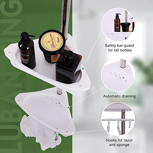 Adjustable Corner Shower Caddy Tension Pole LUBAN KING 4 Tier Shower