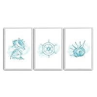 3 Piece Framed Canvas Wall Art Simple Seabed Elements Canvas Prints Home Artwork Decoration for Living Room,Bedroom - 16