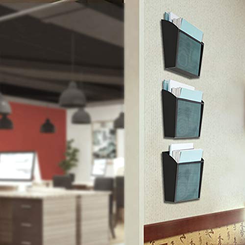 DESIGNA Mesh Wall Mounted File Holder Letter Pocket Organizer Black, 3 Packs