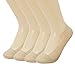 Jarseen 4 Pairs No Show Lace Cotton Liner Hidden Non-Skid Boat Socks Women (4Nude, Shoe-Size 9-12)